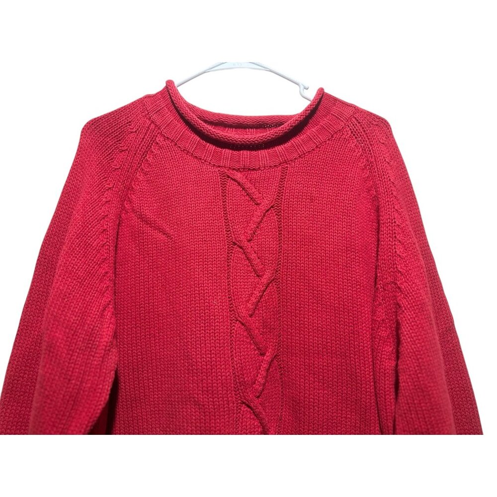 Vintage StJohnsBay Cable Knit Roll Neck Sweater Womens 3X Red Christmas Preppy - Picture 5 of 14